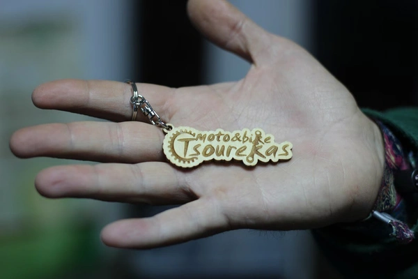 50 pcs Laser Cut Wooden Logo Keychain, Personalized Birch Keyring for Branding