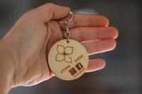 50 pcs Laser Cut Wooden Logo Keychain, Personalized Birch Keyring for Branding