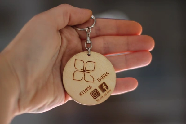 50 pcs Laser Cut Wooden Logo Keychain, Personalized Birch Keyring for Branding
