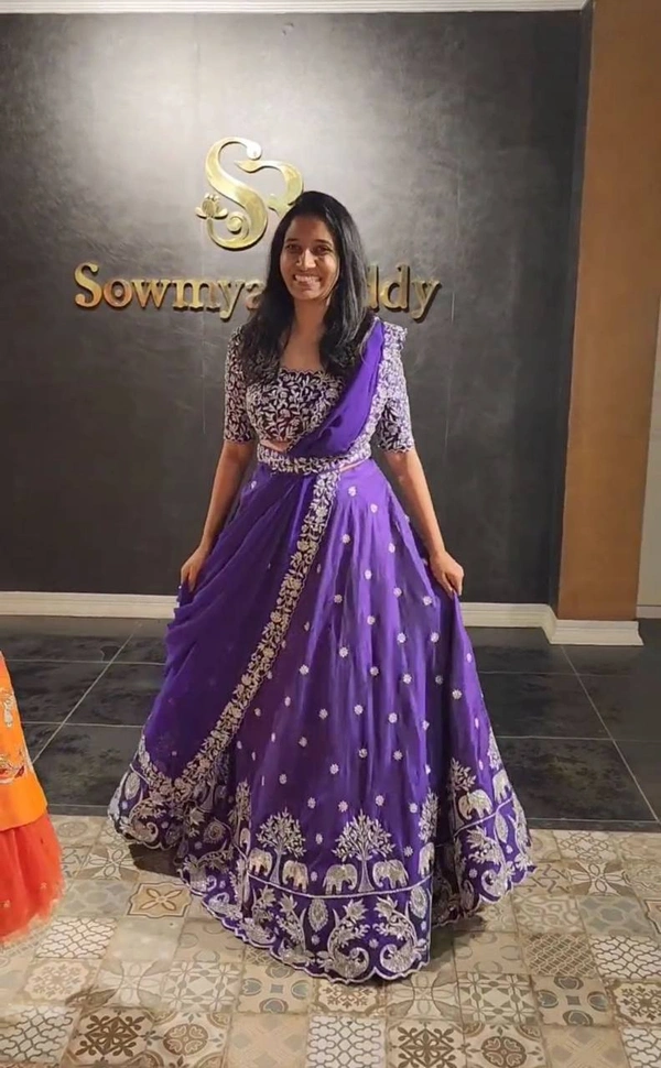 Elephant Lehenga - Purple, XL up to XXL