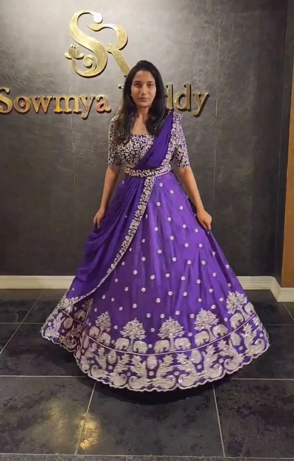 Elephant Lehenga - Purple, XL up to XXL
