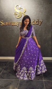 Elephant Lehenga - Purple, XL up to XXL