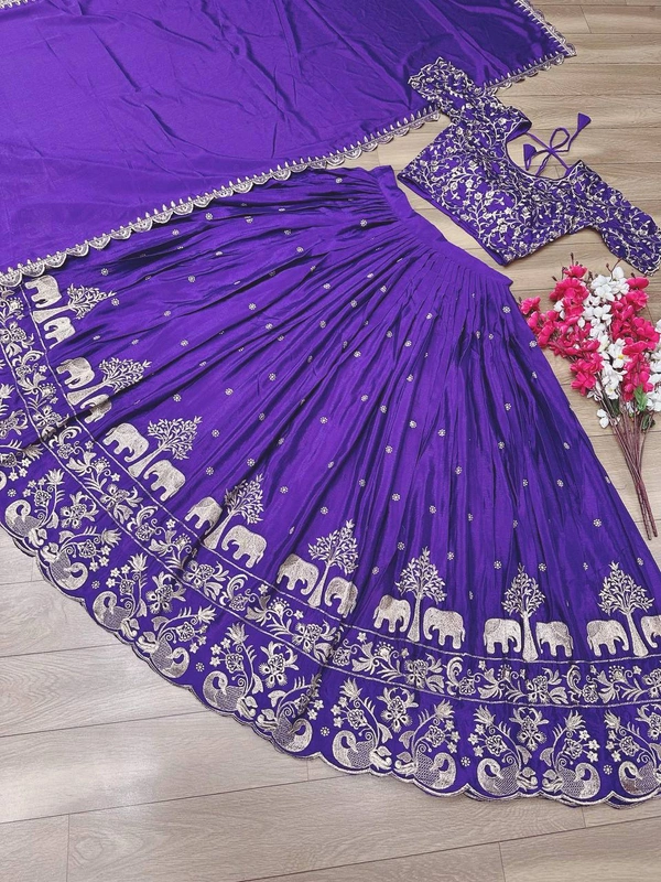 Elephant Lehenga - Purple, XL up to XXL