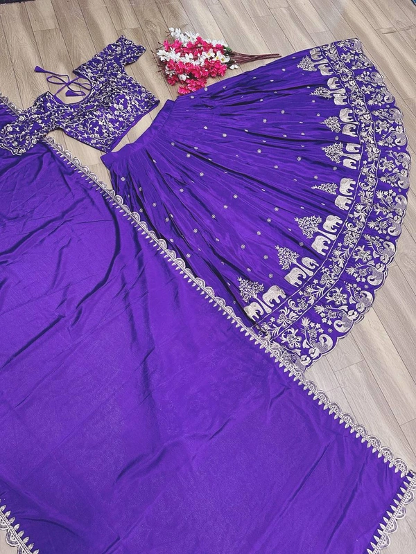 Elephant Lehenga - Purple, XL up to XXL