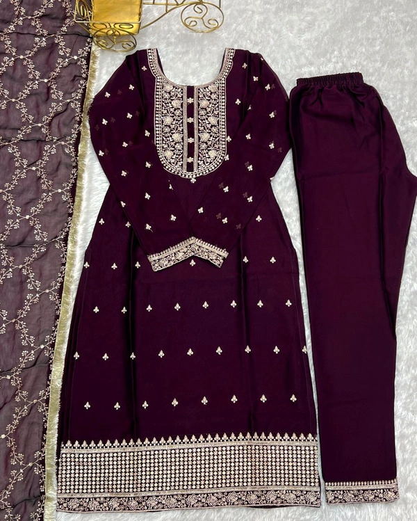 Traditional Kurta Set - wine, XS-34