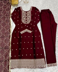 Traditional Kurta Set - Maroon, XL-42