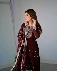Traditional Kurta Set - Maroon, XXL-44