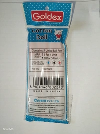 Goldex Cotton Doll Ball Pen - 5 Piece  - Red