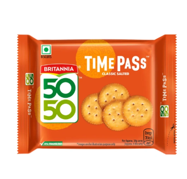 Britannia 50-50 Timepass Classic Salted Biscuit - 142 GM