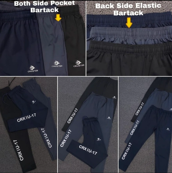 CR8504-Set Of 4 Pcs@288/Pc-Sports Imported 4 Way Lycra Fabric Lower-CR8504-AL26-S02-BLK - Black