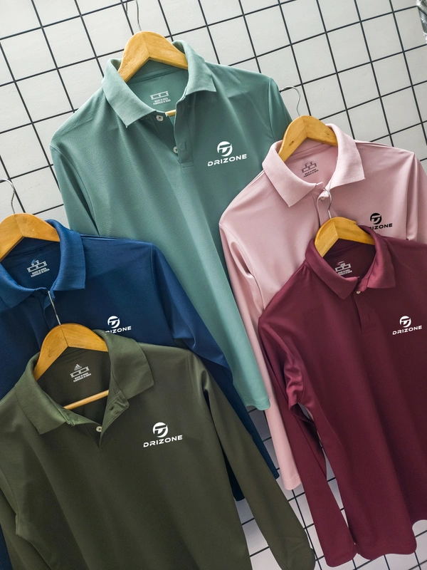 Plain Drizone T-shirt Pack of 4 Pcs@240/pc-Full sleeve sports collar t-shirts - M,L,XL,XXL, Onion pink