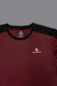 Drizone-Pack of 16 Pcs-@170/Pc- Round Neck Full Sleeve Designer T-Shirt With Panel - Wine, Airforce, Light Grey, Sky Blue, M,L,XL,XXL