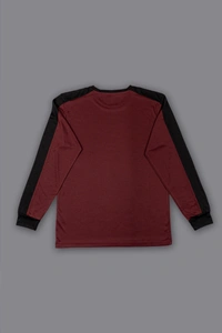 Drizone-Pack of 16 Pcs-@170/Pc- Round Neck Full Sleeve Designer T-Shirt With Panel - Wine, Airforce, Light Grey, Sky Blue, M,L,XL,XXL