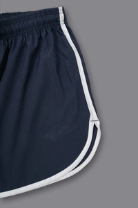 Plain-Pack of 4 Pcs-@155/Pc- Plain running shorts with white patti - M,L,XL,XXL, Navy Blue