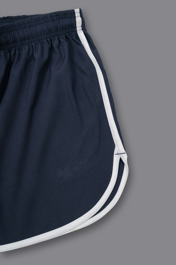 Plain-Pack of 12 Pcs-@155/Pc- Plain running shorts with white patti - M,L,XL,XXL, Navy,Dark grey, Olive