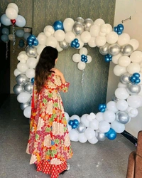 Red Floral Designer Kurti - M (38), Red