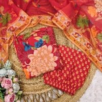 Red Floral Designer Kurti - M (38), Red