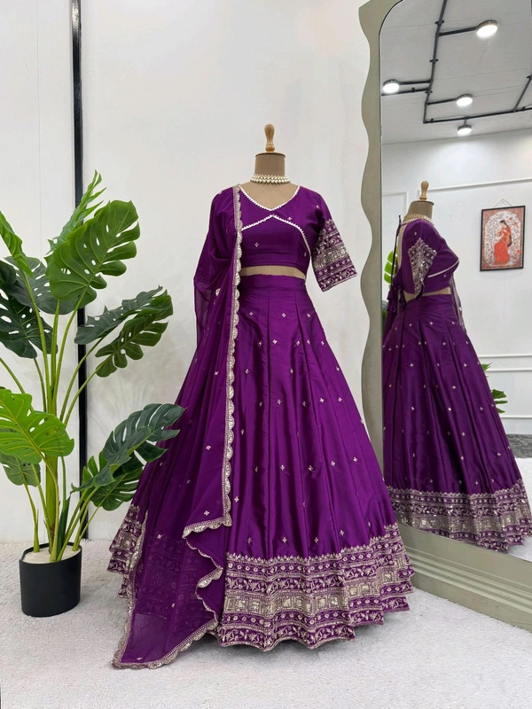 Beautiful Satin Sequence Work Lehanga