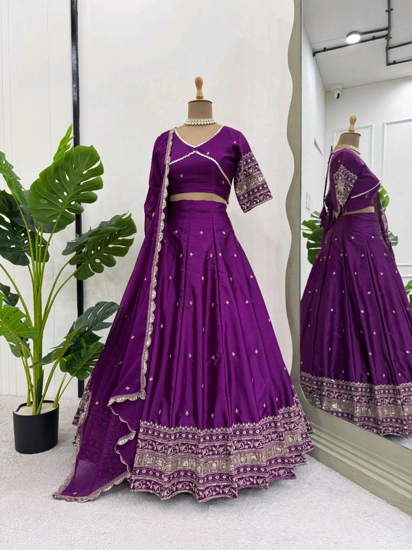 Beautiful Satin Sequence Work Lehanga