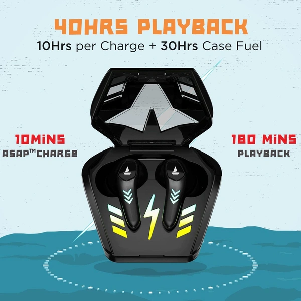 boAt Airdopes 190 True Wireless in Ear Earbuds with Beast Mode(50ms) for Gaming, 40H Playtime, Breathing LEDs, Signature Sound, Quad Mics Enx Tech, ASAP Charge & BT v5.3 - White