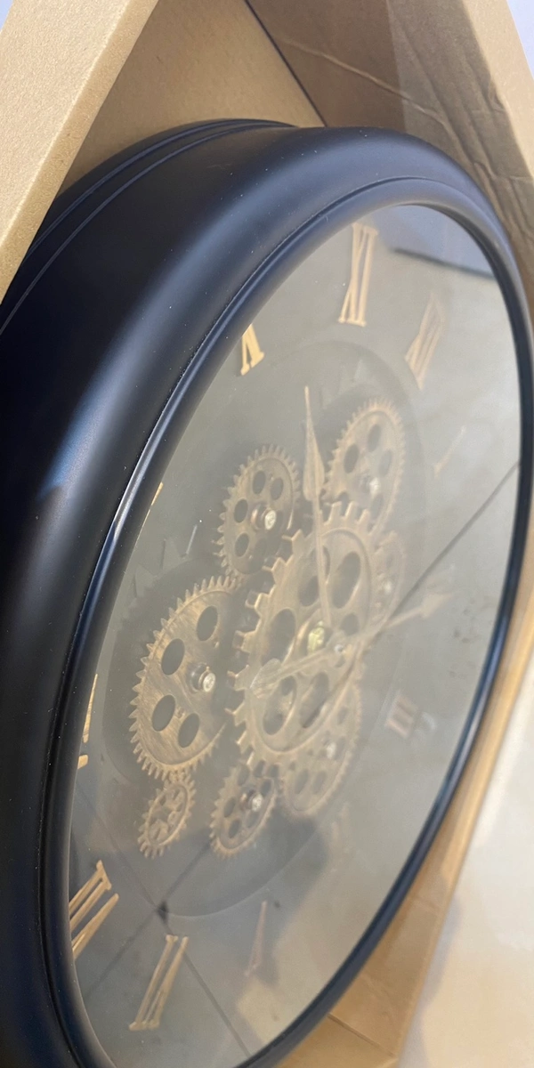 Retro Industrial Wall Clock - Large Decorative Timepiece for Home, Office, or Bar with Vintage Style and Artistic Appeal - 44mm, Blue