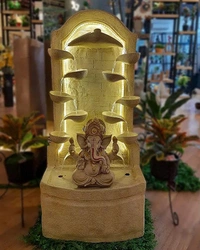 Water Fountain 4.5ft Diya Ganesh Fiber Water Fountain for Living Room Home Decor Garden Patio Deck Porch with LED Lights Water Pump - 4.5Ft