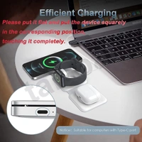 New Wireless Charger 3 In 1,Talabat Magnetic Travel Wireless Charging Station Multiple Devices,Compatible For I-Phone 14/13/12/Pro/Max,Iwatch,Airpods 3/2/Pro,White - White