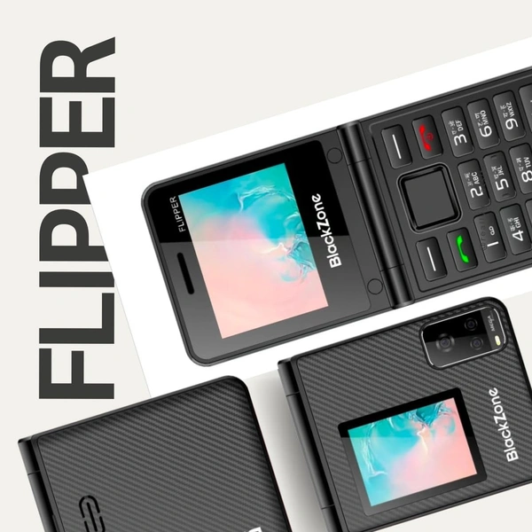 BlackZone Flipper Flip Phone with Dual Screen 2.4 & 1.8 Inch Dual Micro SIM with GSM - Gold