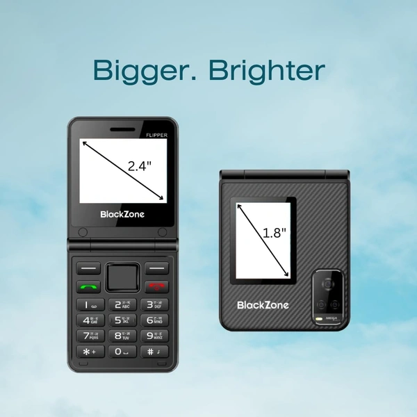 BlackZone Flipper Flip Phone with Dual Screen 2.4 & 1.8 Inch Dual Micro SIM with GSM - Gold