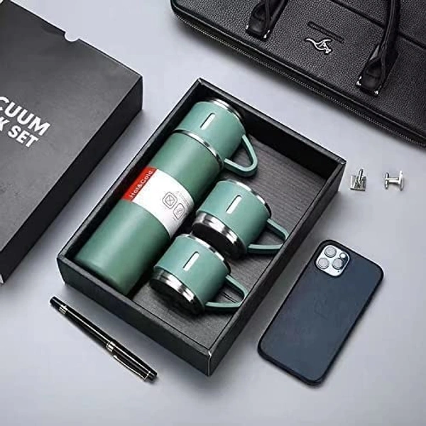 Vacuum Flask Set Vacuum Flask Set with 2 Cups Stainless Steel Vacuum Flask Set Coffee Mug Travel Mug Colour-Multicolor 500ML
