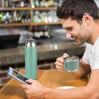 Vacuum Flask Set Vacuum Flask Set with 2 Cups Stainless Steel Vacuum Flask Set Coffee Mug Travel Mug Colour-Multicolor 500ML