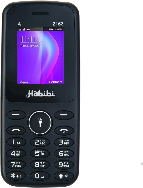 Habibi 2163 Phone with 1.8 Inch Display, 1100 MAH Battery, Multiple Indian Languages, Basic Keypad Phone Random Colour 1Pc