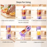Juicer 6 Blades Rechargeable Portable Electric USB Juicer Bottle Blender for Making Juice, Travel Juicer for Fruits and Vegetables, Fruit Juice Maker Machine (Multicolor) (Small) - Pink