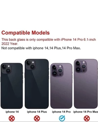 Replacement Part for Rear(Back) Glass Panel Compatible with (iPhone 14 Pro) 7 Day Replacement Warranty  - Silver