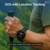 AGEasy Boat Protec Neo Smartwatch with SOS Button for Live Location Sharing 1.43” AMOLED Display, BT Calling, Health Monitoring - Standard, Black