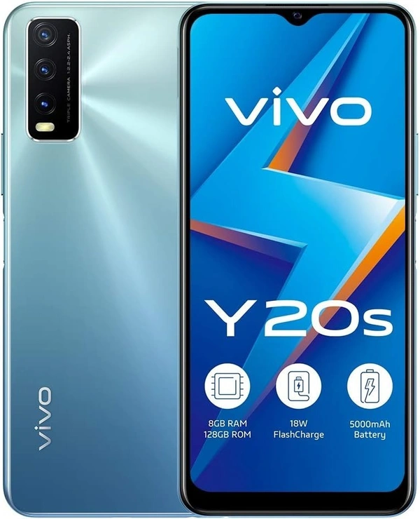 Vivo Y20s Dual SIM Purist Blue 8GB RAM 4G Renewed - 128 GB, Blue