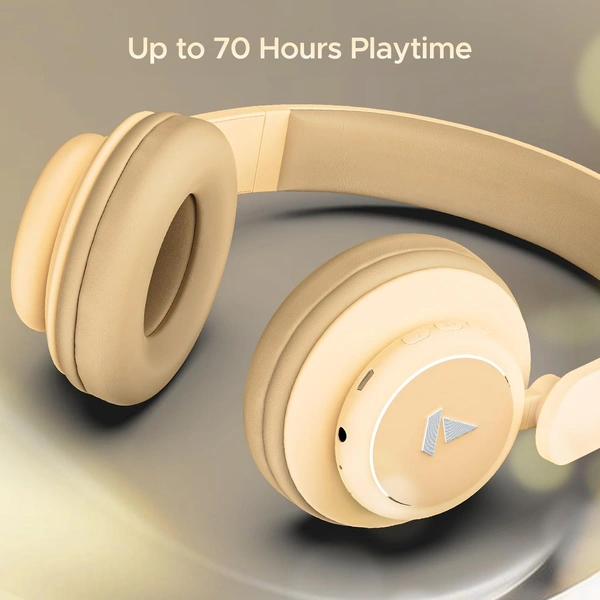 Boat Rockerz 450 Pro Bluetooth On Ear Headphones with Mic with 70 Hours Battery, 40Mm Drivers, Bluetooth V5.0 Padded Ear Cushions - Standard, Peach