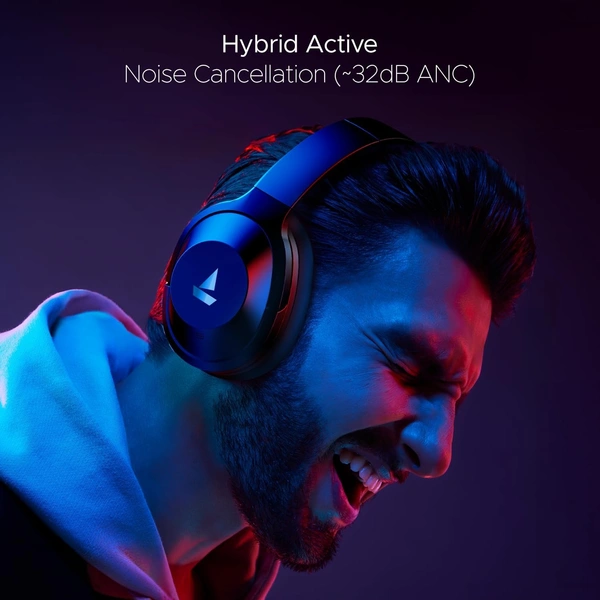 boAt Nirvana 751 ANC,65Hrs Battery,Hybrid (~33dB),Fast Charge,Ambient Sound Mode,Button Controls,Immersive Sound,Carry Pouch,Bluetooth Over Ear Headphones,Wireless Headphone with Mic - White