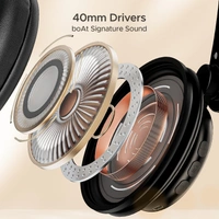 Boat Rockerz 450 Pro Bluetooth On Ear Headphones with Mic with 70 Hours Battery, 40Mm Drivers, Bluetooth V5.0 Padded Ear Cushions - Standard, Black