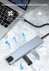 8 in 1 USB Hub - USB C 3.1 to HDTV 4K LAN Ethernet USB3.0 USB 2.0 TF SD Card Slot Reader Type C Charge Hub for MacBook/Samsung/Dell/USB C Devices