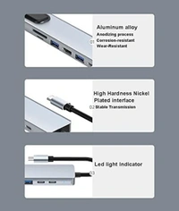 8 in 1 USB Hub - USB C 3.1 to HDTV 4K LAN Ethernet USB3.0 USB 2.0 TF SD Card Slot Reader Type C Charge Hub for MacBook/Samsung/Dell/USB C Devices