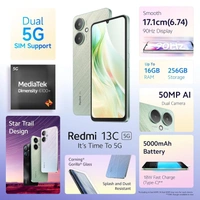  Redmi 13C 5G MediaTek Dimensity 6100+ 5G 90Hz Display Renewed  - 256 GB, Startrail Green