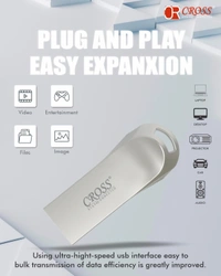 CROSS 3.0 USB Flash Drive/Pen Drive with Metal Body - Silver | External Storage Device 4GB 8GB 16GB 32GB 64GB 128GB Pen Drive | Compatible with Laptop, Desktop, Projector, Car, Audio 1yr Warranty  - 8GB