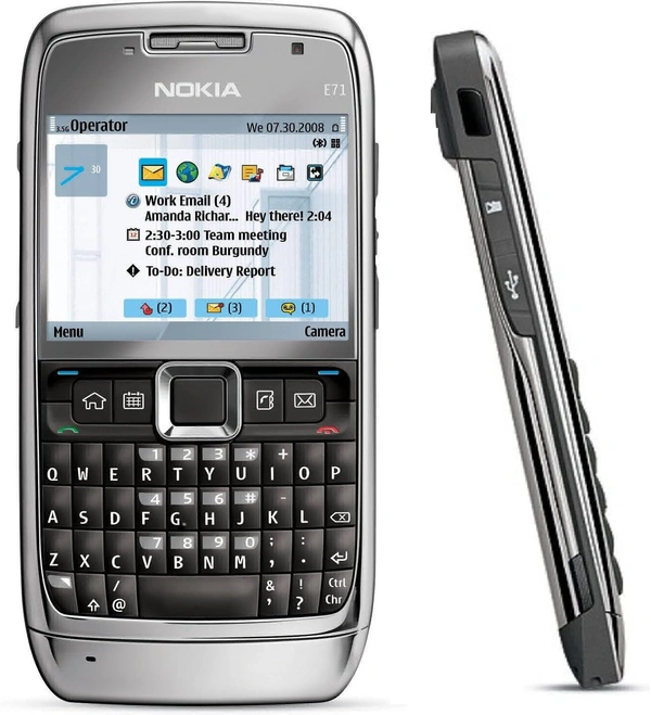 Nokia E71 Mobile Phone with 3.2 MP Camera, International 3G, Media Player, GPS, Wi-Fi, MicroSD Slot 1 Month Warranty  - Black