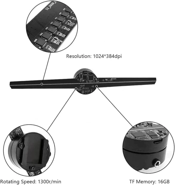 3D HOLOGRAM FAN 3d hologram pro led fan Hologram Projector Advertising Display 42CM 3D Hologram Display Fan Best for Business Events Display ultra thin holographic advertising machine chinese Remote User Manual Wall mount - Black
