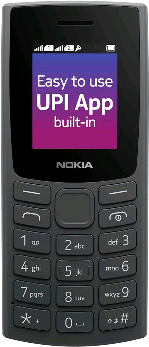 Nokia 106 Dual Sim, Keypad Phone with Built-in UPI Payments App, Long-Lasting Battery, Wireless FM Radio & MP3 Player, and MicroSD Card Slot Charcoal - Charcoal