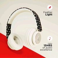  boAt Rockerz 450 Masaba Edition Bluetooth On Ear Headphones with Mic, Upto 15 Hours Playback, 40mm Drivers (Black Star ) - Buttermilk