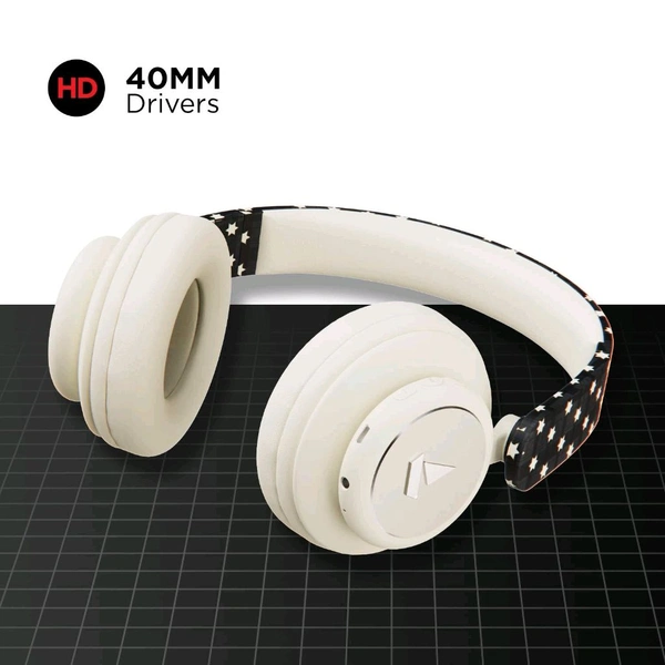  boAt Rockerz 450 Masaba Edition Bluetooth On Ear Headphones with Mic, Upto 15 Hours Playback, 40mm Drivers (Black Star ) - Buttermilk