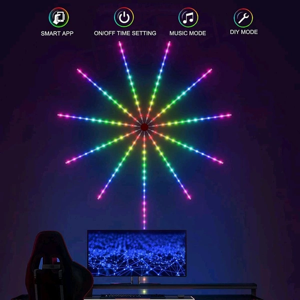 Smart Firework LED Light for Bedroom Decoration,LED Strip Lights with Remote App Control, Music Sound Sync Light for Home Room Wall Decor, Christmas, Party