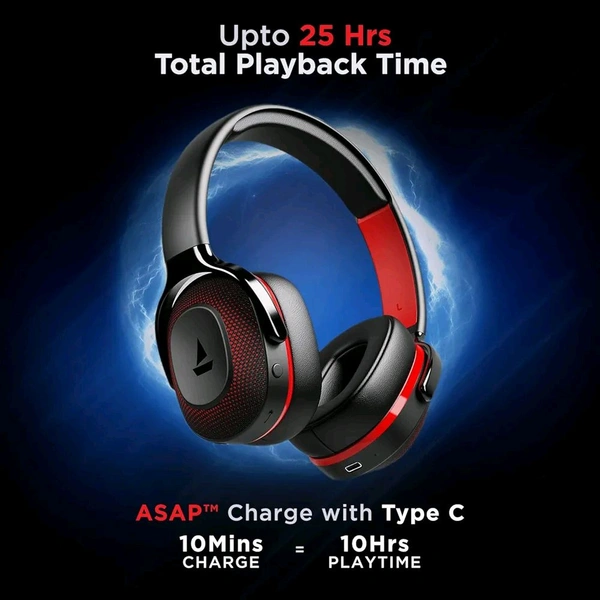 boAt Rockerz 425 Bluetooth Wireless Over Ear Headphones with Mic Signature Sound, Beast Mode for Gaming 30 Days Replacement Warranty Open Box  - Blue